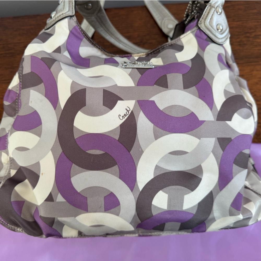 Coach Madison Maggie Hobo Bag - Purple and Gray Chainlink - EUC - Picture 11 of 14
